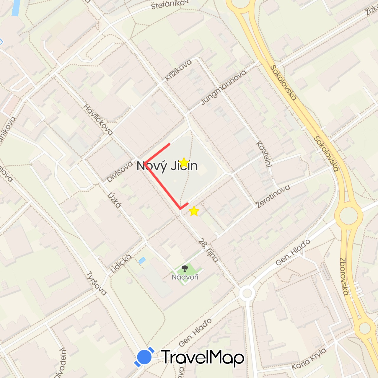 TravelMap itinerary: driving, hiking in Czech Republic (Europe)