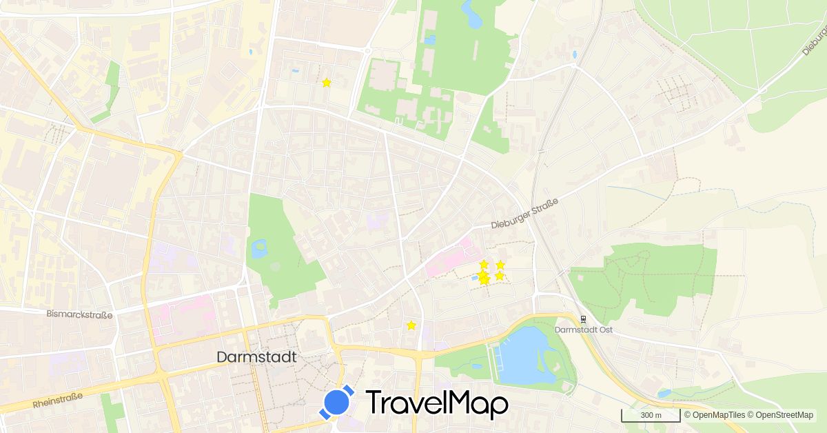 TravelMap itinerary: driving in Germany (Europe)