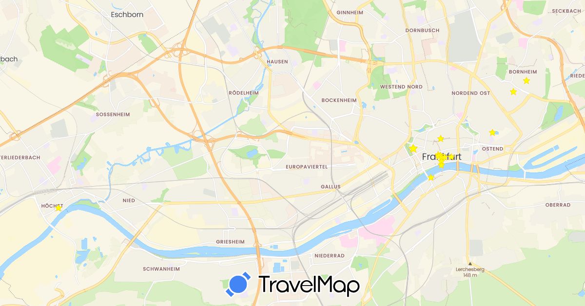 TravelMap itinerary: driving in Germany (Europe)