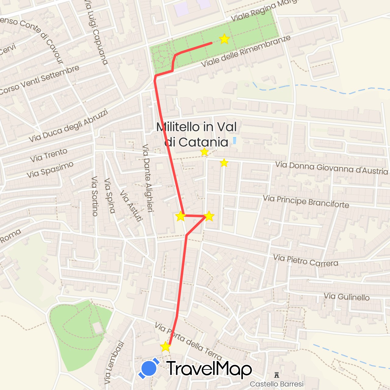 TravelMap itinerary: driving, hiking in Italy (Europe)