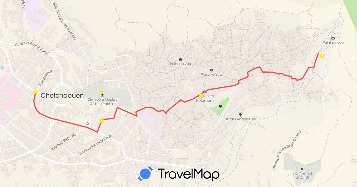TravelMap itinerary: hiking in Morocco (Africa)