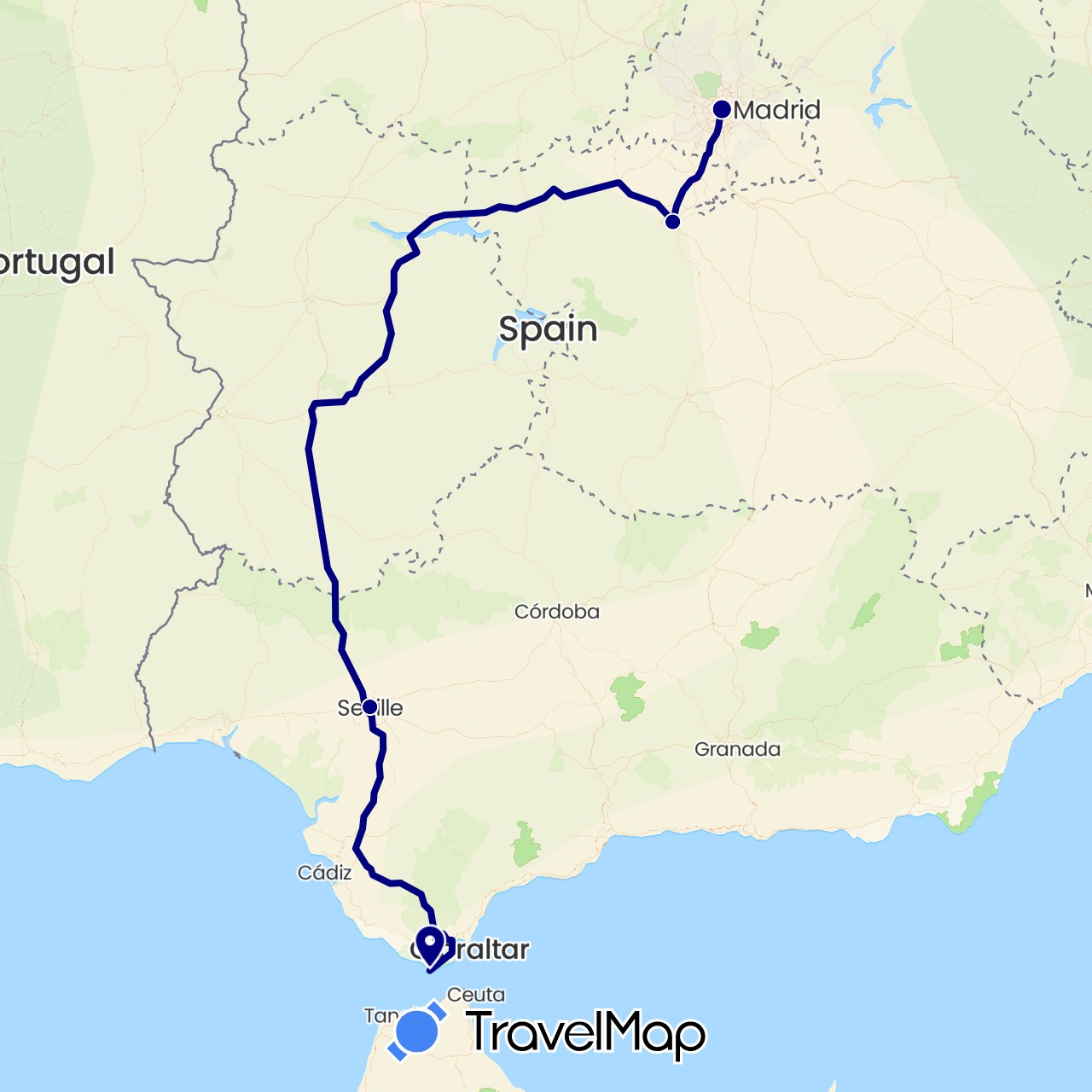 TravelMap itinerary: driving in Spain (Europe)
