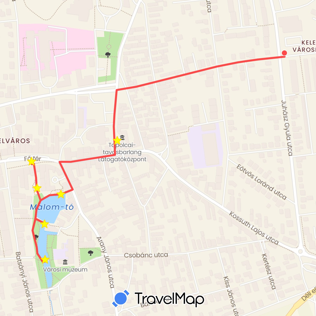 TravelMap itinerary: driving, hiking in Hungary (Europe)