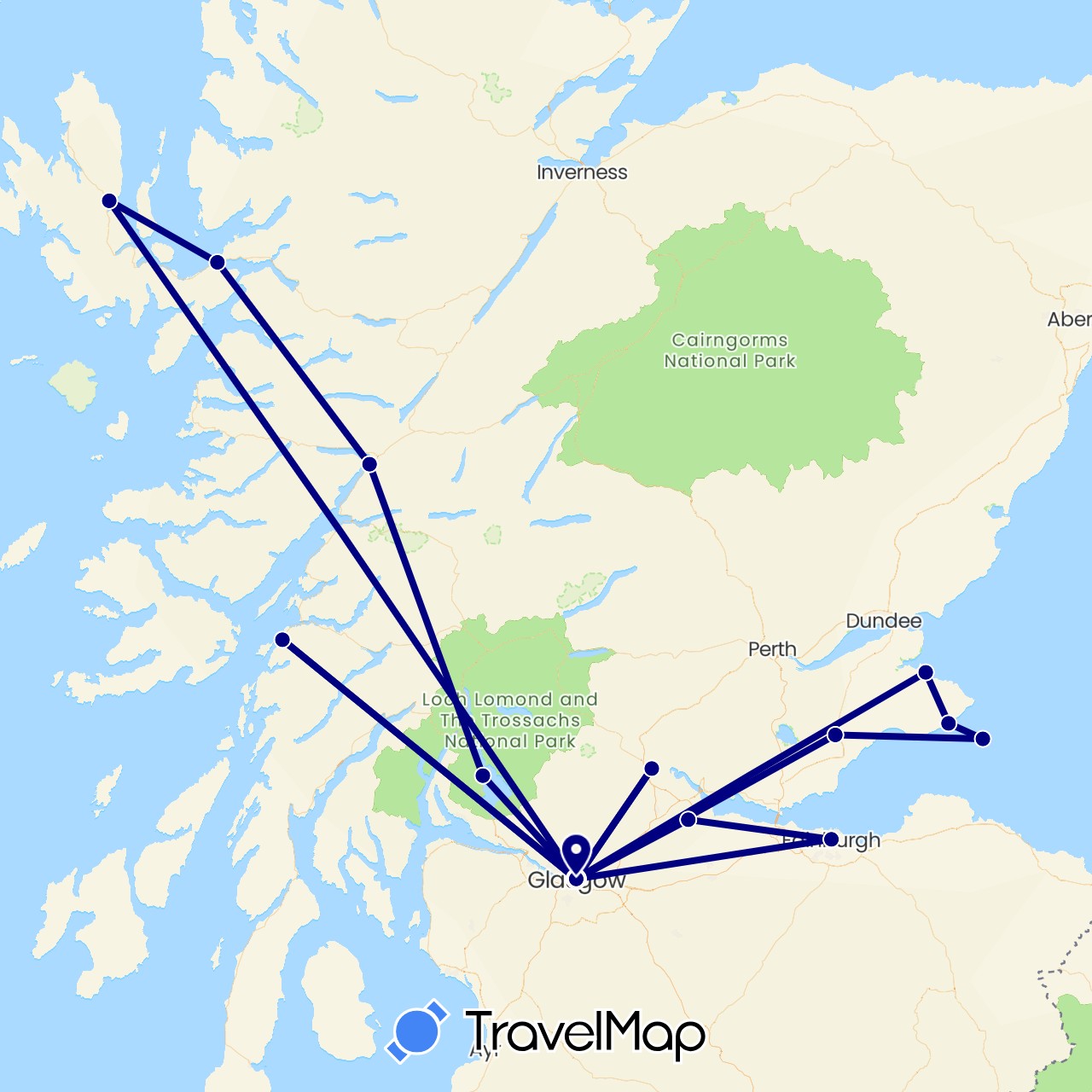 TravelMap itinerary: driving in United Kingdom (Europe)