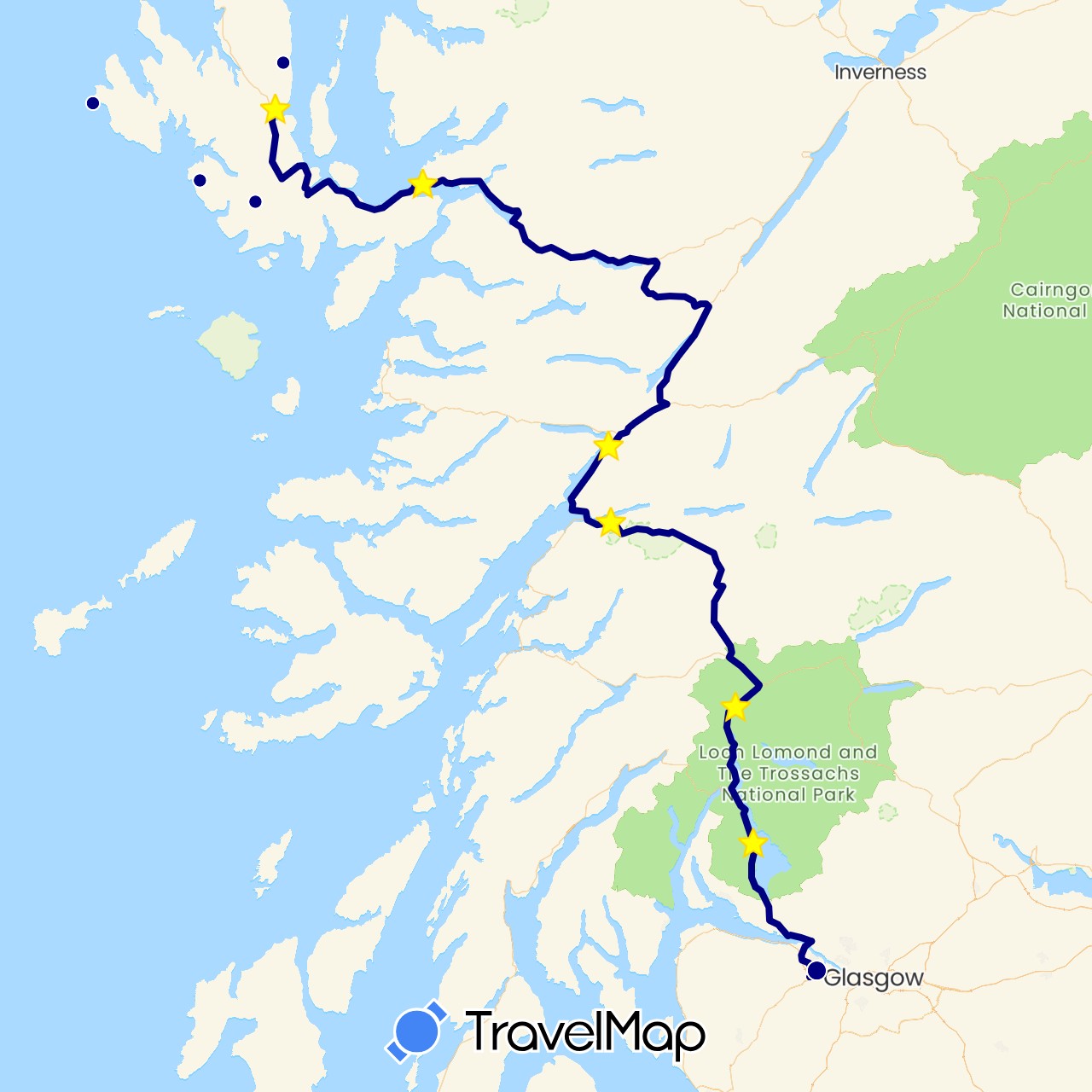TravelMap itinerary: driving in United Kingdom (Europe)